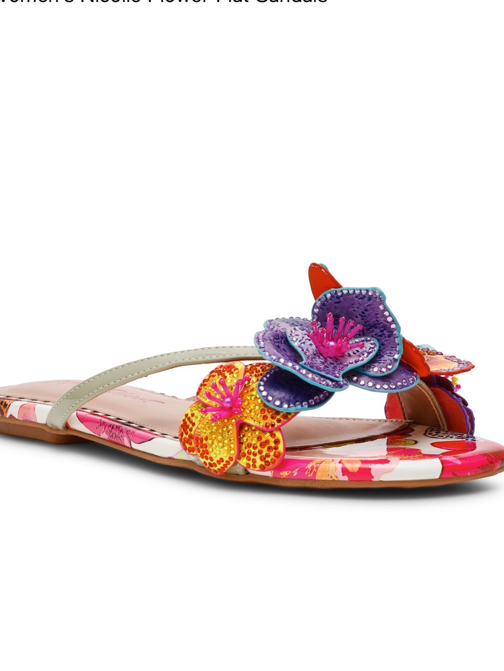 Betsey Johnson Multicolor Floral Butterfly Slide Sandals